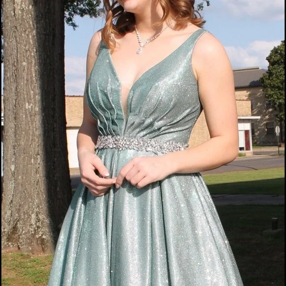 strapless open back dress Light Green Prom Dresses,A-Line Prom Dress,Evening Dresses – Hoprom main image 1